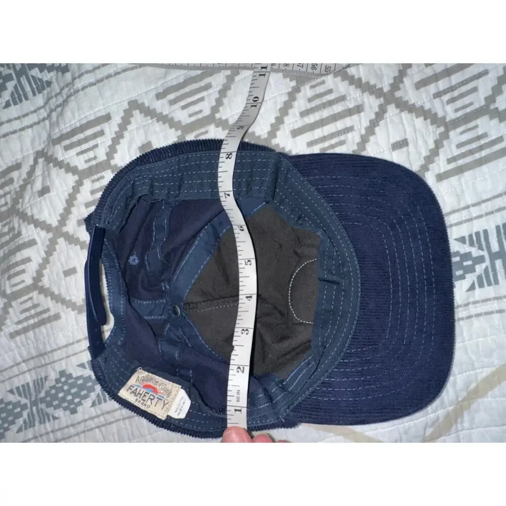 Faherty Brand Navy Corduroy Snapback Hat Sunrise Patch Adjustable Baseball Cap